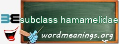 WordMeaning blackboard for subclass hamamelidae